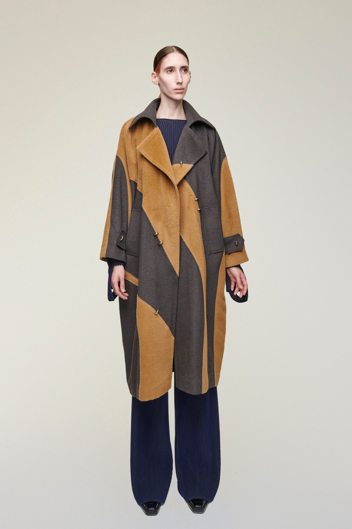 HERO PIERCED CASHMERE BLEND LONG WOOL COAT