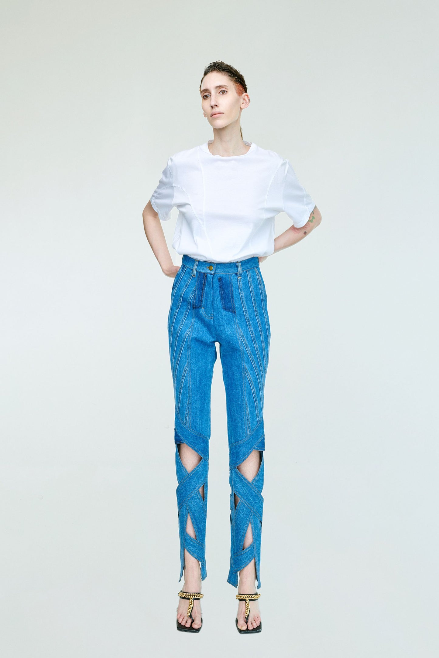 ALROADS UPCYCLED DENIM TROUSERS