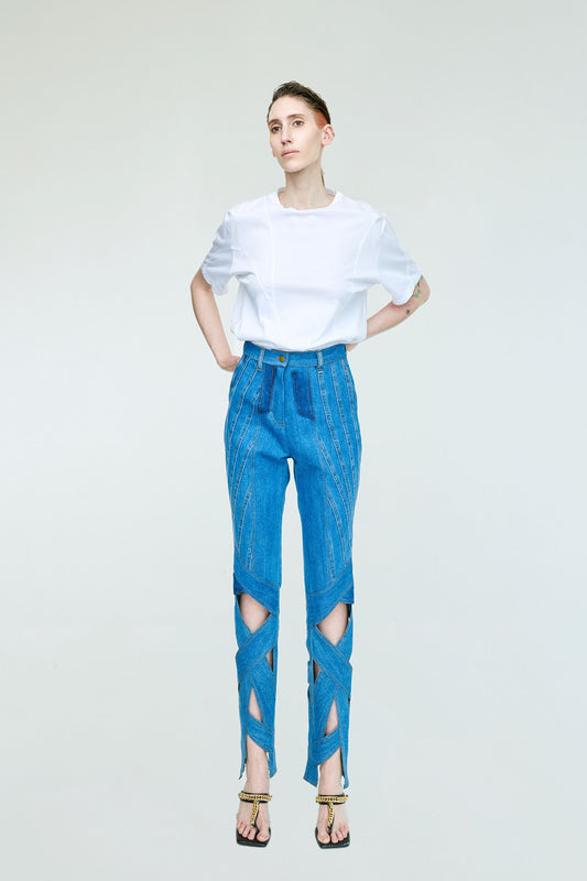 ALROADS UPCYCLED DENIM TROUSERS