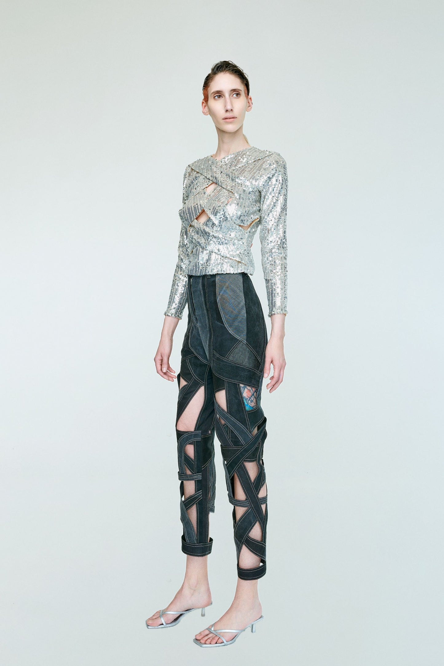 NIKO SEQUIN LONG SLEEVE TWISTED TOP
