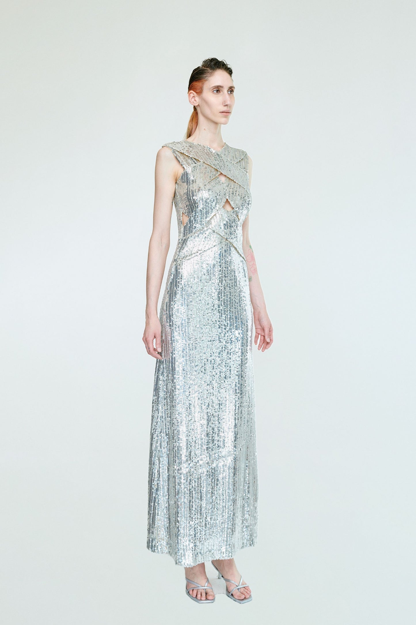 ENIKO SLEEVELESS SEQUIN MAXI DRESS