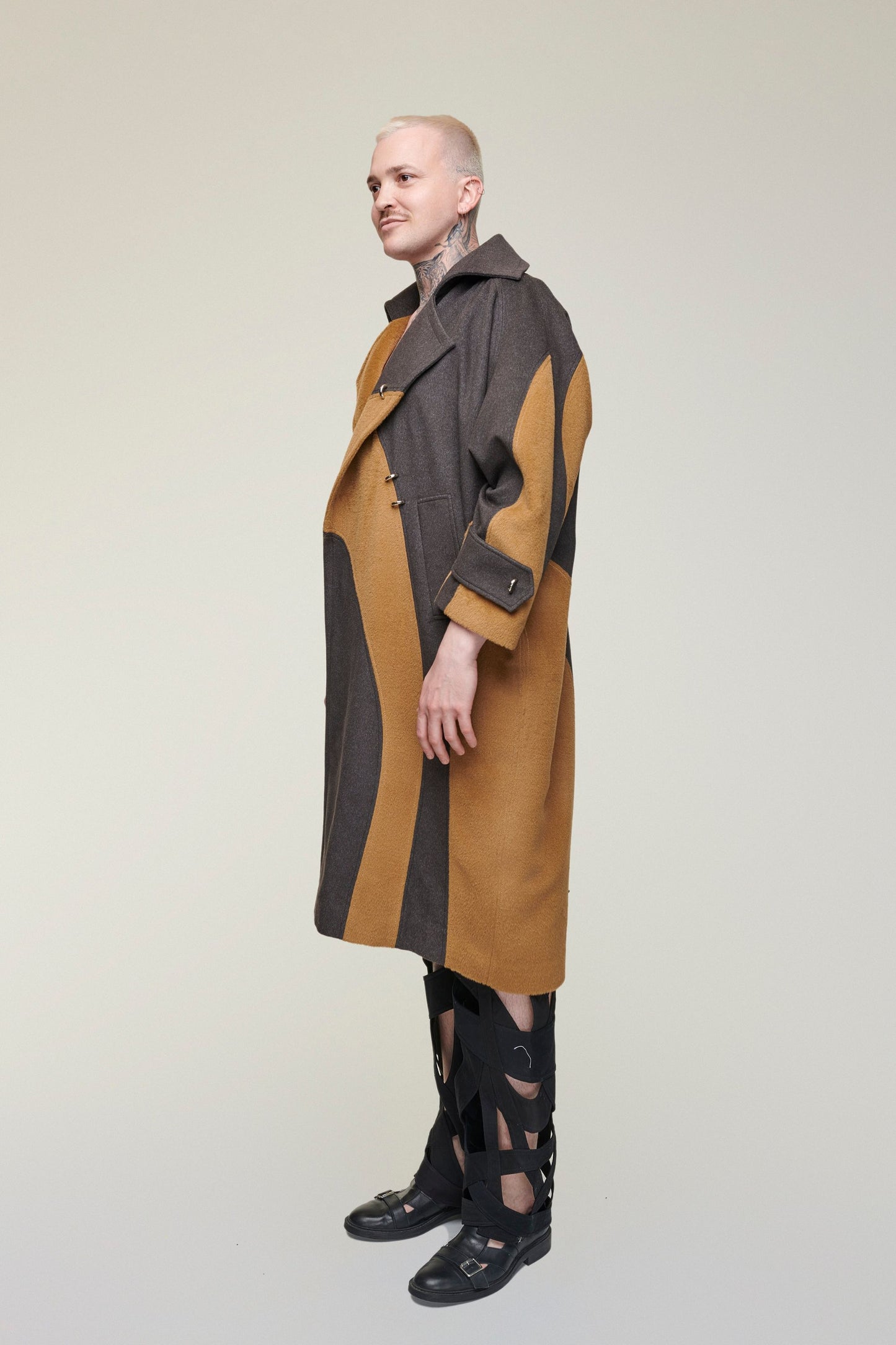HERO PIERCED CASHMERE BLEND LONG WOOL COAT